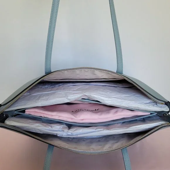 KATE SPADE All Day Crossgrain Leather Top-zip Large Tote- Ocean Beach color πβ - Picture 11 of 16